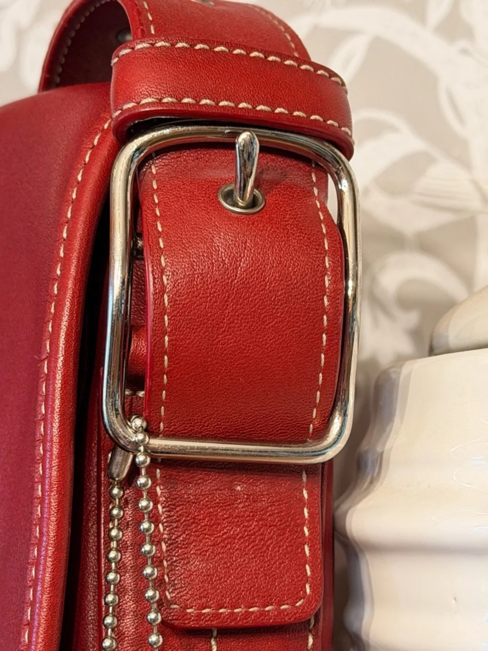 Coach Legacy Vintage Red Leather Saddle Studio Flap Crossbody Bag 9335 - Picture 5 of 14